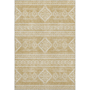 HomeRoots 9' X 12' Gold and Ivory Southwestern Area Rug – Washable, UV-Protected, Durable & Stylish Design 671623