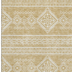 HomeRoots 9' X 12' Gold and Ivory Southwestern Area Rug – Washable, UV-Protected, Durable & Stylish Design 671623