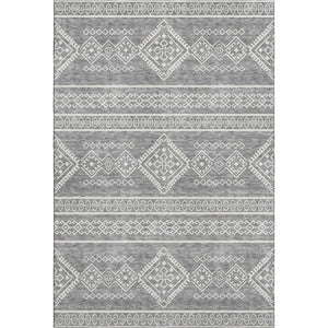 HomeRoots 5' X 8' Gray and Ivory Southwestern Area Rug - Washable, UV-Protected, Stain-Resistant, Kid-Friendly! 671626