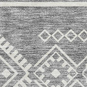 HomeRoots 5' X 8' Gray and Ivory Southwestern Area Rug - Washable, UV-Protected, Stain-Resistant, Kid-Friendly! 671626