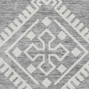 HomeRoots 8' Gray and Ivory Southwestern Round Rug - UV-Resistant, Durable, Easy-Care Design for Any Space 671627