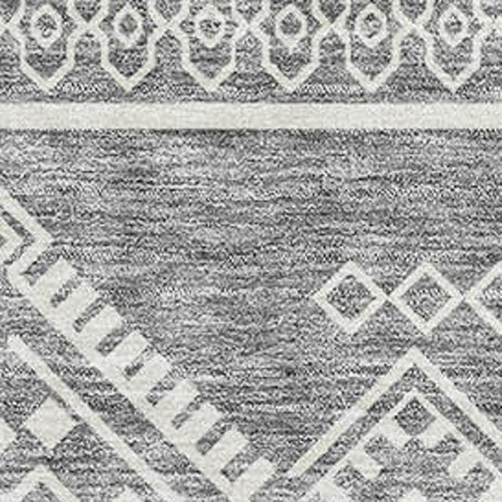 HomeRoots 8' X 10' Gray and Ivory Southwestern Washable Area Rug – UV Protected, Durable & Stylish for Homes 671628