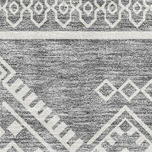 HomeRoots 8' X 10' Gray and Ivory Southwestern Washable Area Rug – UV Protected, Durable & Stylish for Homes 671628
