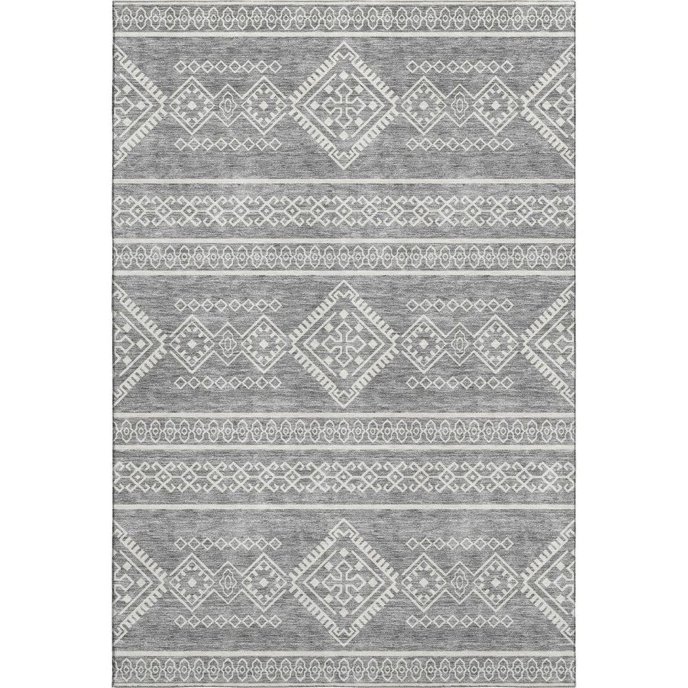 HomeRoots 10' X 14' Southwestern Area Rug in Gray & Ivory - Washable, Durable, UV-Protected for Everyday Use 671630
