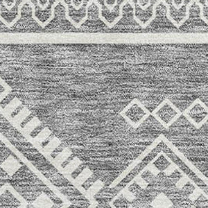 HomeRoots 10' X 14' Southwestern Area Rug in Gray & Ivory - Washable, Durable, UV-Protected for Everyday Use 671630
