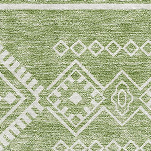HomeRoots 5' X 8' Southwestern Green and Ivory Area Rug - Washable, UV Protected, Durable for High Traffic Areas 671632