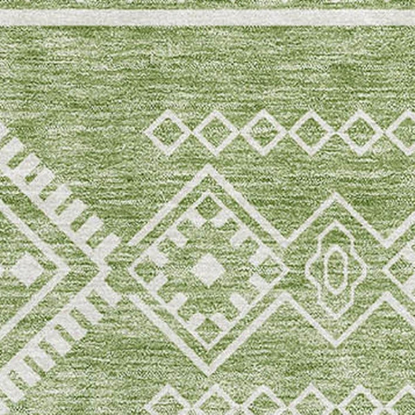 HomeRoots 5' X 8' Southwestern Green and Ivory Area Rug - Washable, UV Protected, Durable for High Traffic Areas 671632