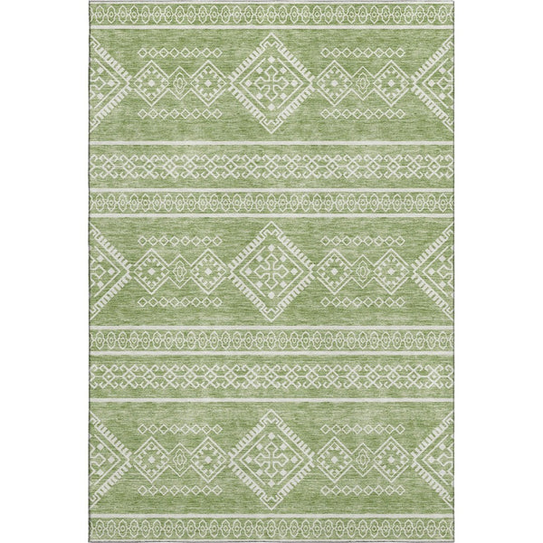 HomeRoots 8' X 10' Stylish Green and Ivory Southwestern Washable Area Rug with UV Protection for Family Homes 671634