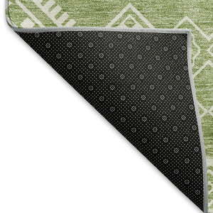 HomeRoots 8' X 10' Stylish Green and Ivory Southwestern Washable Area Rug with UV Protection for Family Homes 671634