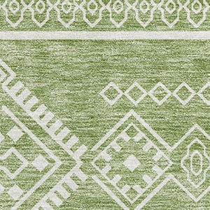 HomeRoots 8' X 10' Stylish Green and Ivory Southwestern Washable Area Rug with UV Protection for Family Homes 671634