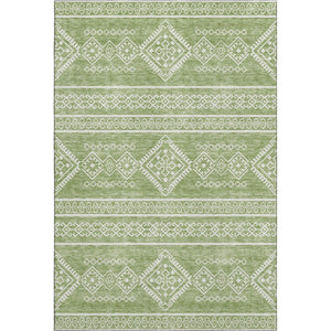 HomeRoots 9' X 12' Southwestern Washable Area Rug - Green & Ivory, UV Protected, Pet-Friendly, Durable Design 671635