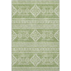 HomeRoots 10' X 14' Green & Ivory Southwestern Area Rug - Washable, UV Protected, Durable for Family Spaces 671636