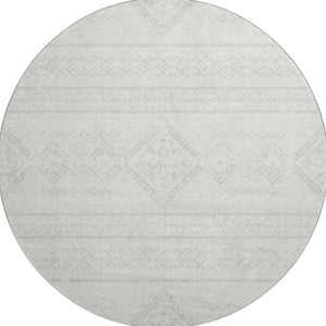 HomeRoots 8' Ivory and Beige Southwestern Round Rug - Washable, UV Protected, Durable, Ideal for High-Traffic Areas 671639