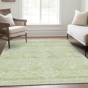 HomeRoots 5' X 8' Southwestern Mint Green & Ivory Area Rug - Washable, UV Protected, Stylish & Durable Design 671644