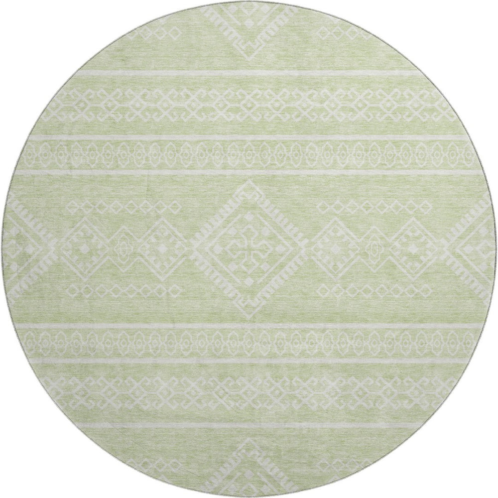 HomeRoots 8' Mint Green Southwestern Round Rug - Durable, Washable, UV-Protected for Indoor & Outdoor Style! 671645
