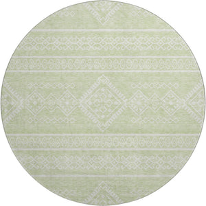 HomeRoots 8' Mint Green Southwestern Round Rug - Durable, Washable, UV-Protected for Indoor & Outdoor Style! 671645