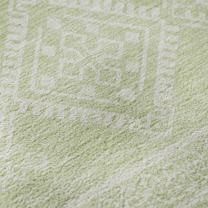 HomeRoots 8' Mint Green Southwestern Round Rug - Durable, Washable, UV-Protected for Indoor & Outdoor Style! 671645