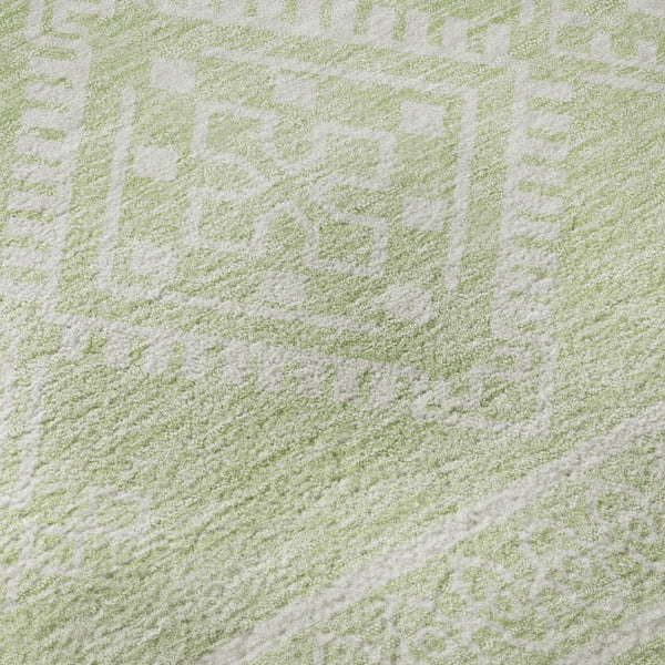 HomeRoots 8' Mint Green Southwestern Round Rug - Durable, Washable, UV-Protected for Indoor & Outdoor Style! 671645