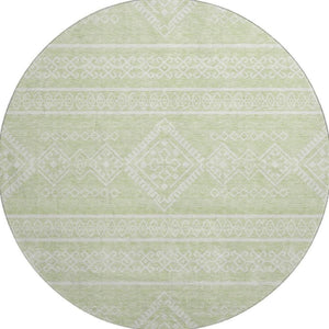 HomeRoots 8' Mint Green Southwestern Round Rug - Durable, Washable, UV-Protected for Indoor & Outdoor Style! 671645