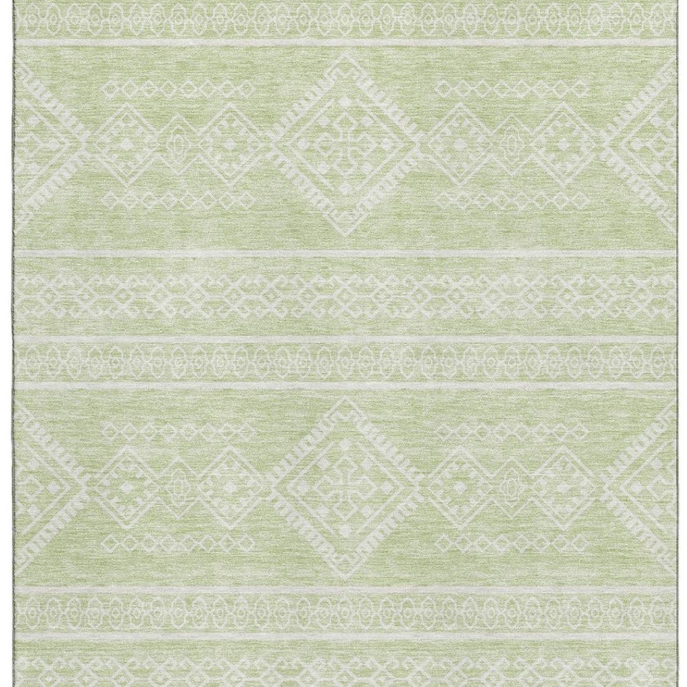 HomeRoots 8' X 10' Stylish Mint Green Southwestern Washable Area Rug with UV Protection for Long-Lasting Use 671646