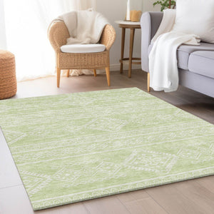HomeRoots 9' X 12' Mint Green Southwestern Area Rug - Washable, UV Protected, Durable & Stylish for Homes 671647
