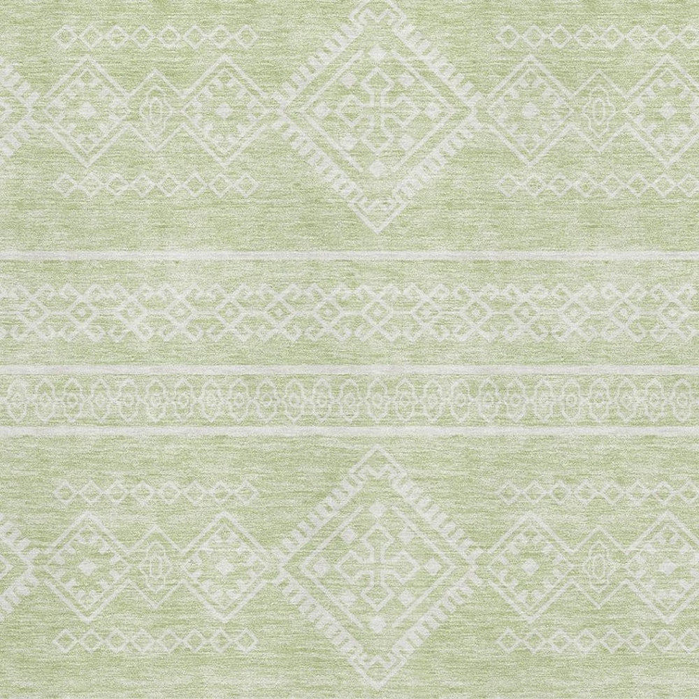 HomeRoots 9' X 12' Mint Green Southwestern Area Rug - Washable, UV Protected, Durable & Stylish for Homes 671647