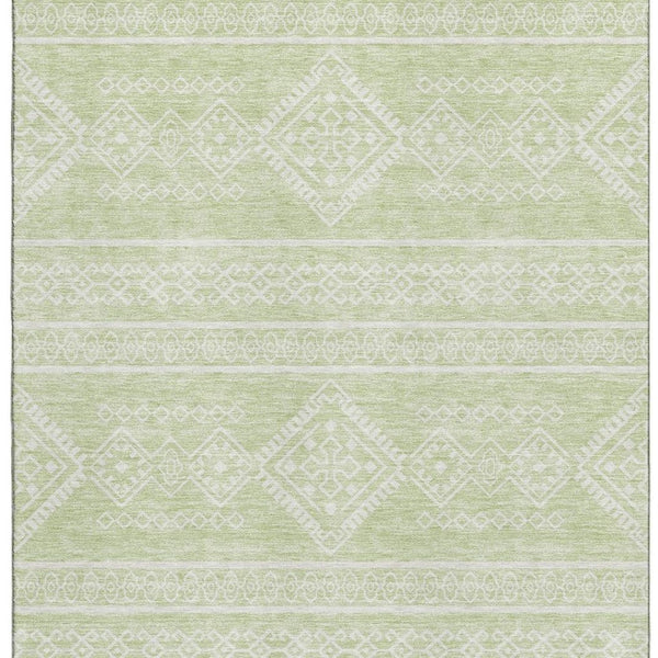 HomeRoots 9' X 12' Mint Green Southwestern Area Rug - Washable, UV Protected, Durable & Stylish for Homes 671647