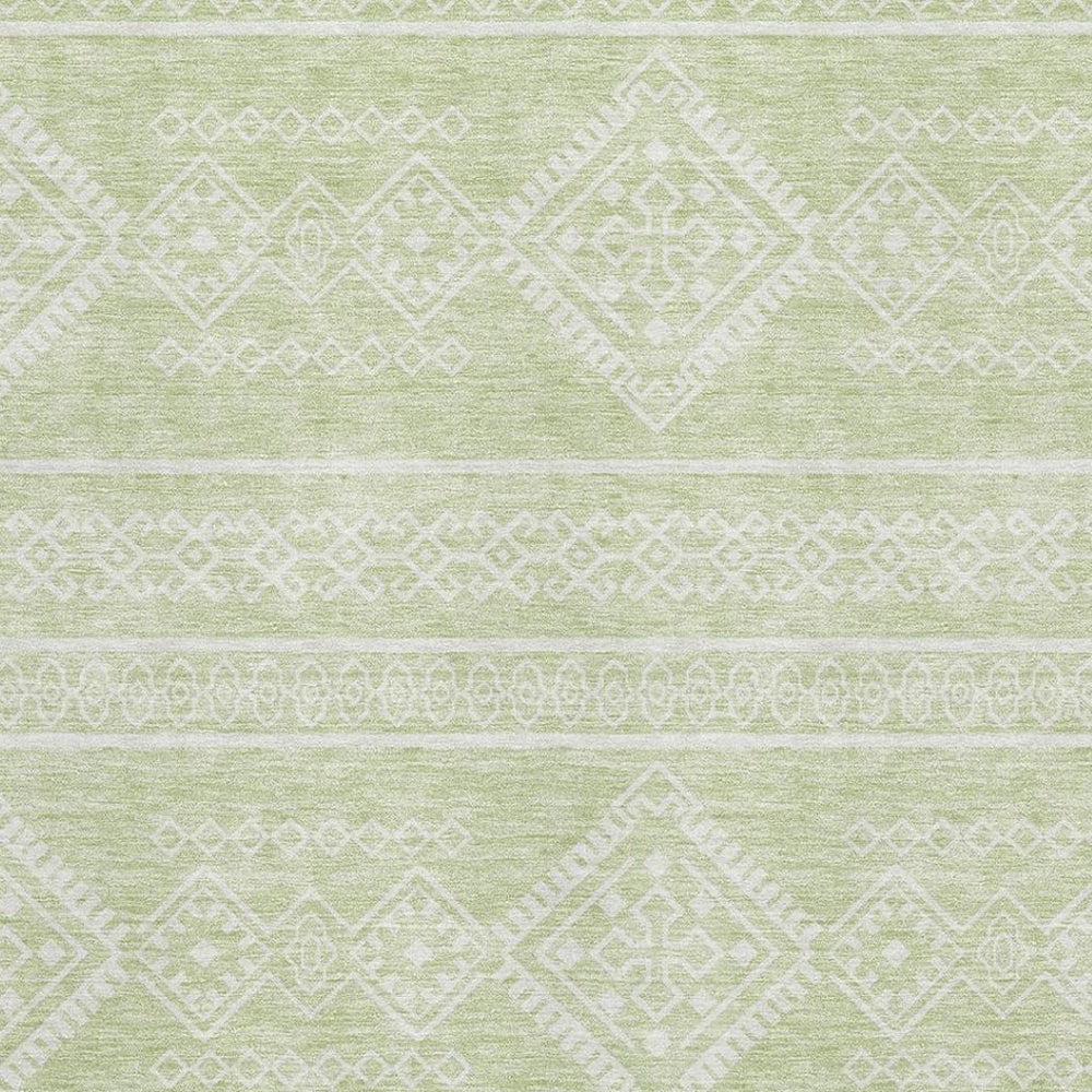 HomeRoots 10' Mint Green & Ivory Southwestern Area Rug – Washable, UV Protected, Stain Resistant for Busy Homes 671648