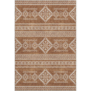 HomeRoots 5' X 8' Rust & Ivory Southwestern Area Rug - Washable, UV-Protected, Durable, Perfect for Families! 671650