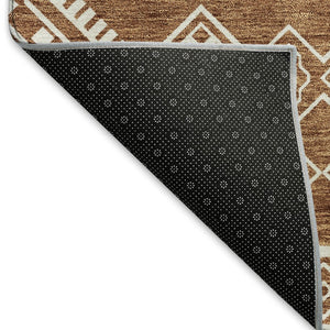 HomeRoots 5' X 8' Rust & Ivory Southwestern Area Rug - Washable, UV-Protected, Durable, Perfect for Families! 671650