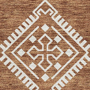 HomeRoots 5' X 8' Rust & Ivory Southwestern Area Rug - Washable, UV-Protected, Durable, Perfect for Families! 671650