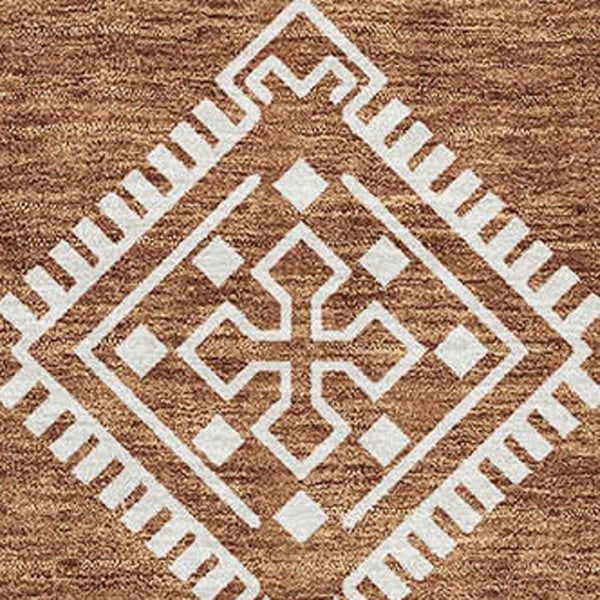HomeRoots 5' X 8' Rust & Ivory Southwestern Area Rug - Washable, UV-Protected, Durable, Perfect for Families! 671650