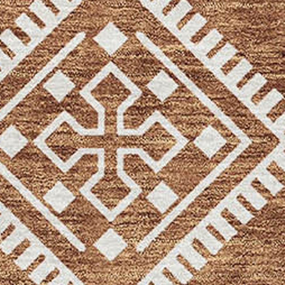 HomeRoots 8' X 10' Southwestern Rust and Ivory Area Rug - Washable, Stain-Resistant, UV Protected for Homes 671652