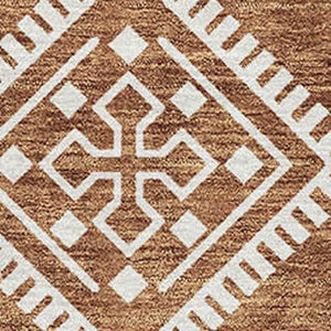 HomeRoots 8' X 10' Southwestern Rust and Ivory Area Rug - Washable, Stain-Resistant, UV Protected for Homes 671652