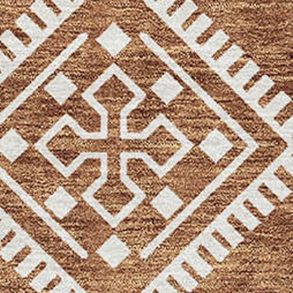 HomeRoots 8' X 10' Southwestern Rust and Ivory Area Rug - Washable, Stain-Resistant, UV Protected for Homes 671652