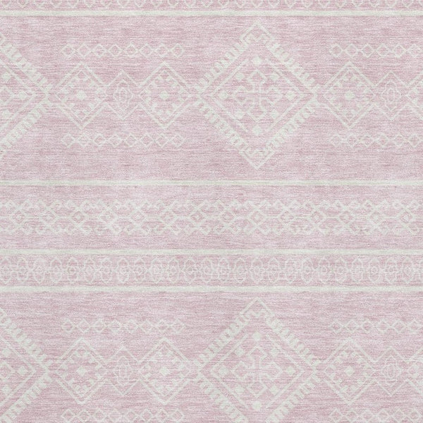 HomeRoots 5' X 8' Pink and Ivory Southwestern Washable Area Rug with UV Protection for Stylish, Durable Living 671656