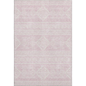 HomeRoots 9' X 12' Pink And Ivory Southwestern Washable Area Rug – UV Protected, Stain-Resistant & Durable Design 671659