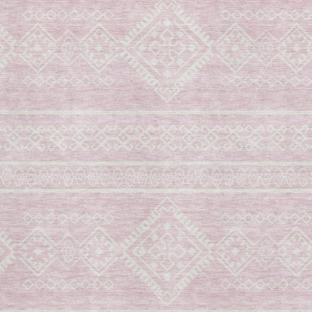 HomeRoots 10' X 14' Pink and Ivory Southwestern Area Rug - Washable, UV Protected, Perfect for Kids & Pets! 671660