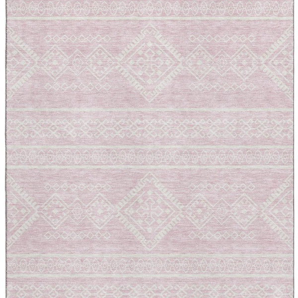 HomeRoots 10' X 14' Pink and Ivory Southwestern Area Rug - Washable, UV Protected, Perfect for Kids & Pets! 671660