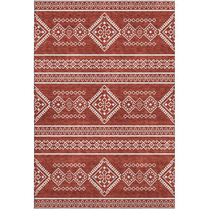HomeRoots 5' X 8' Red And Ivory Southwestern Area Rug - Washable, UV Protected, Stylish & Durable Design 671662