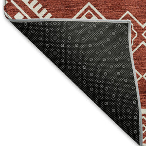 HomeRoots 5' X 8' Red And Ivory Southwestern Area Rug - Washable, UV Protected, Stylish & Durable Design 671662