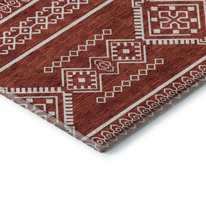 HomeRoots 5' X 8' Red And Ivory Southwestern Area Rug - Washable, UV Protected, Stylish & Durable Design 671662