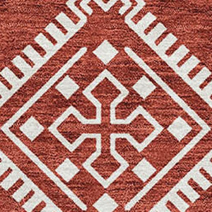 HomeRoots 10' X 14' Red and Ivory Southwestern Area Rug - Washable, UV-Protected, Durable for Busy Homes 671666