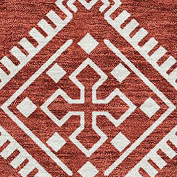 HomeRoots 10' X 14' Red and Ivory Southwestern Area Rug - Washable, UV-Protected, Durable for Busy Homes 671666