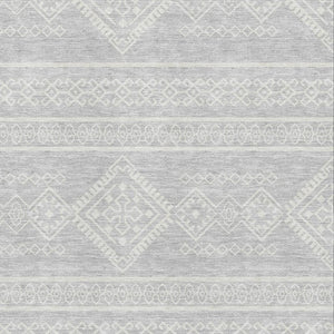 HomeRoots 5' X 8' Southwestern Area Rug in Silver and Ivory – Washable, UV Protected, Kid & Pet Friendly! 671668
