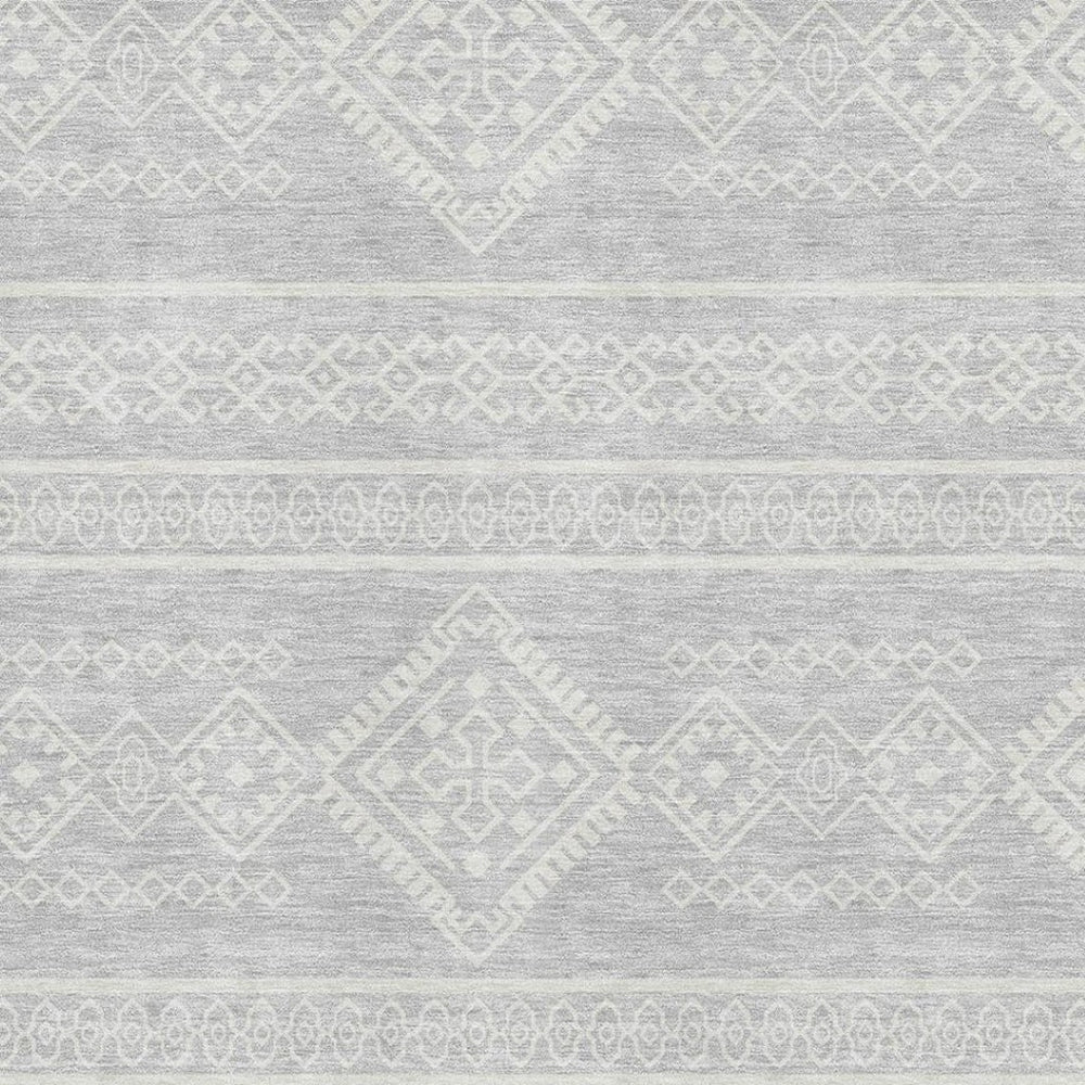 HomeRoots 9' X 12' Silver And Ivory Southwestern Washable Area Rug – Durable, UV-Protected, Stain-Resistant Design! 671671