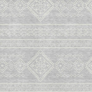 HomeRoots 9' X 12' Silver And Ivory Southwestern Washable Area Rug – Durable, UV-Protected, Stain-Resistant Design! 671671