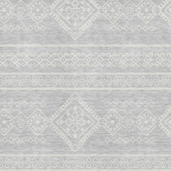HomeRoots 9' X 12' Silver And Ivory Southwestern Washable Area Rug – Durable, UV-Protected, Stain-Resistant Design! 671671
