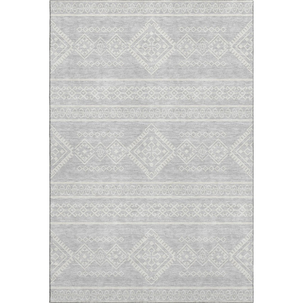 HomeRoots 10' X 14' Silver And Ivory Southwestern Area Rug - Washable, UV Protected, Ideal for Busy Homes 671672
