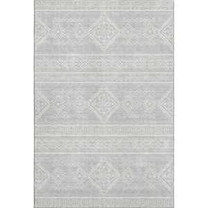HomeRoots 10' X 14' Silver And Ivory Southwestern Area Rug - Washable, UV Protected, Ideal for Busy Homes 671672